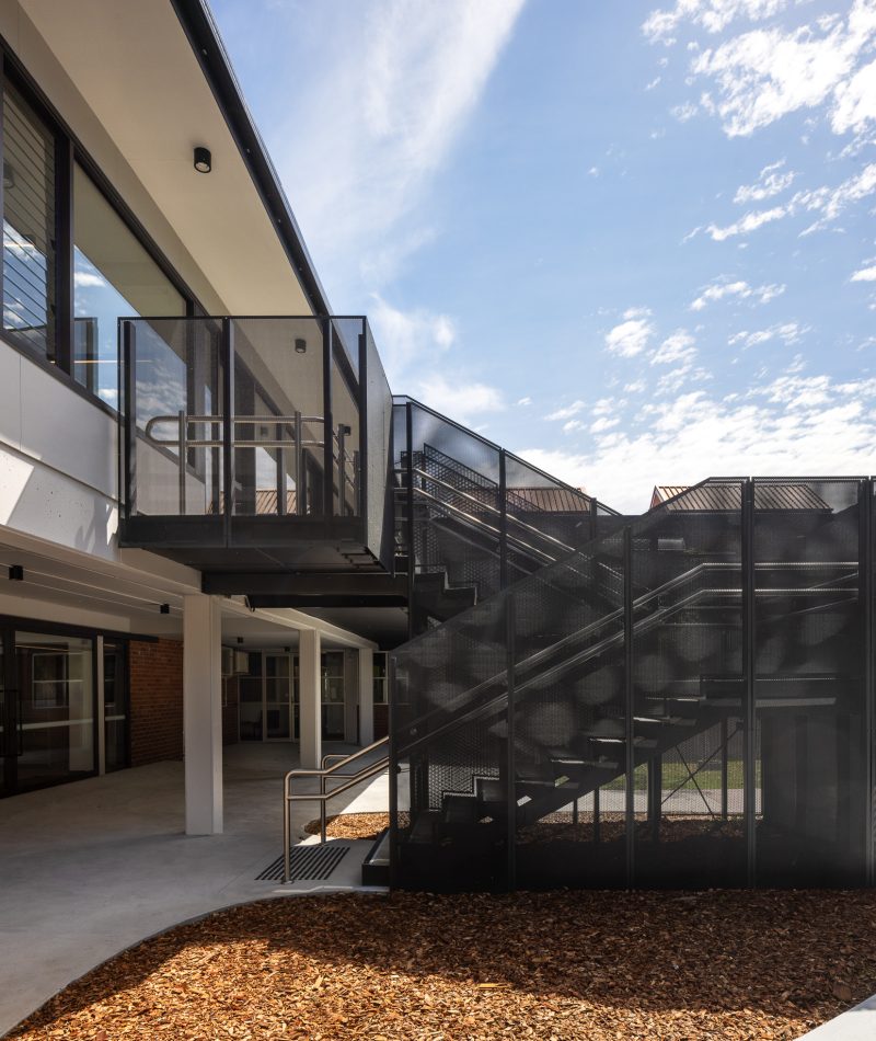External stair and perforated screen at Our Lady Help of Christians School